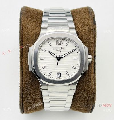3k Factory Watches 1:1 Best Edition Patek Philippe Nautilus Ladies 34mm Watch Silver Steel White Dial